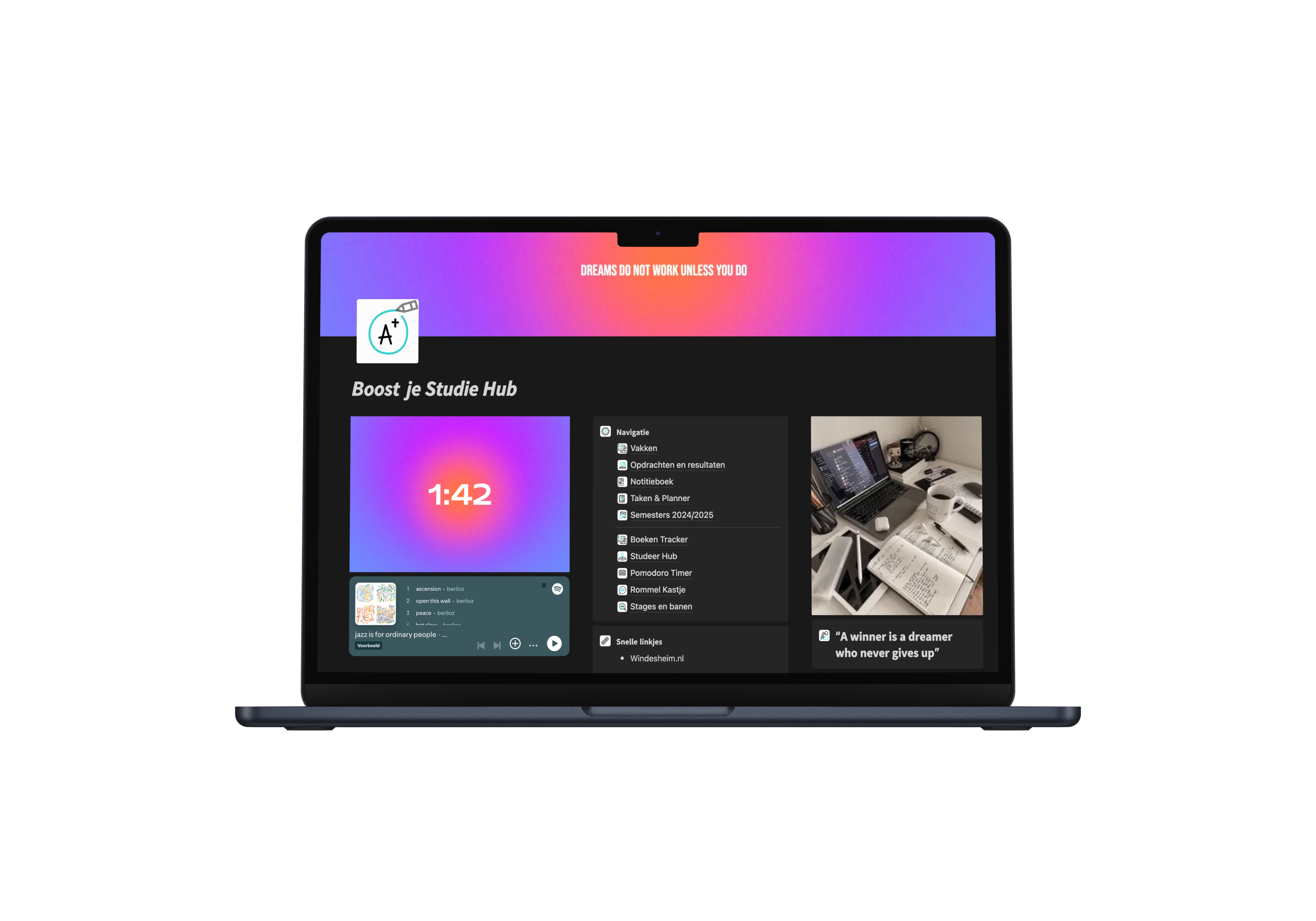 Studieboost Notion mockup